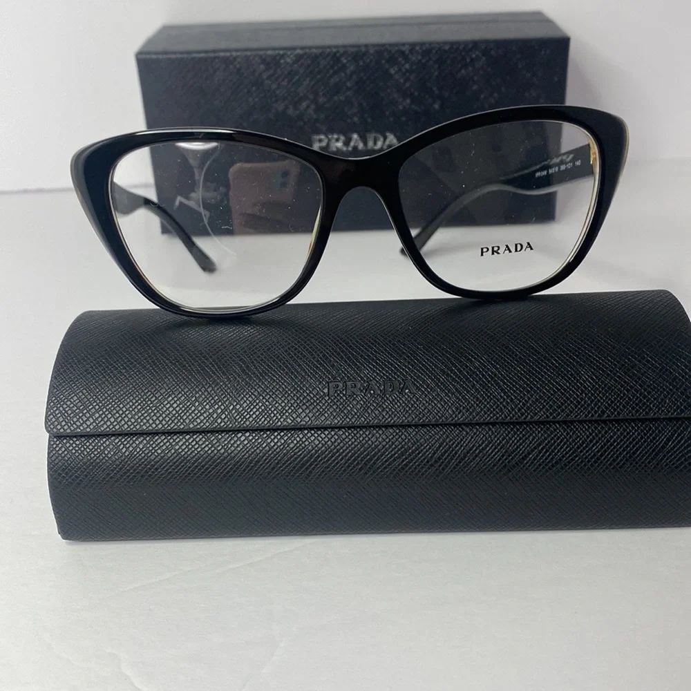💯 Authentic - New Prada Sexy Black Havana Cat-Eye Eyeglasses - Picture 7 of 12